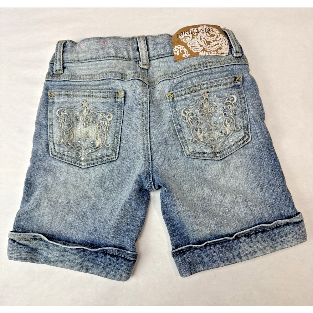 Vintage Y2K Vanilla Star Jorts Embellished Embroidered Low Rise Girls Size 7